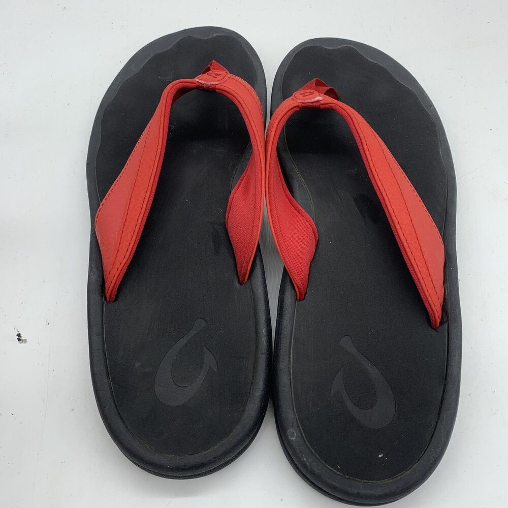 OluKai Sandals Womens Size 9 Red Flip Flop Cushioned Comfort Beach Synthetic - Picture 8 of 10